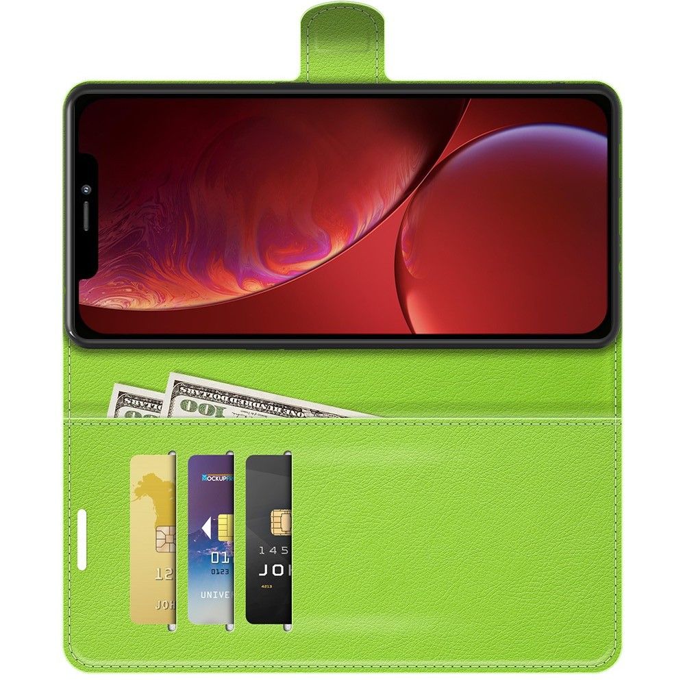 Боковая Чехол Книжка Кошелек с Футляром для Карт и Застежкой Магнитом для iPhone 13 mini Зеленый