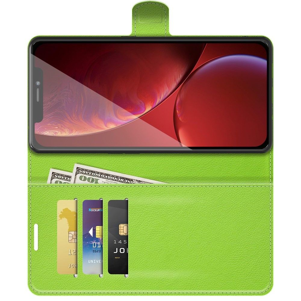 Боковая Чехол Книжка Кошелек с Футляром для Карт и Застежкой Магнитом для iPhone 13 Pro Зеленый