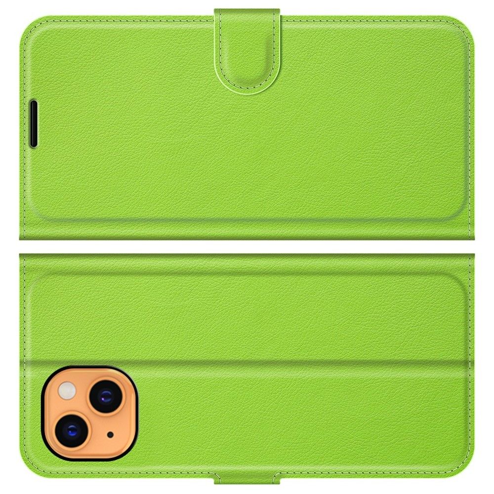 Боковая Чехол Книжка Кошелек с Футляром для Карт и Застежкой Магнитом для iPhone 13 Зеленый