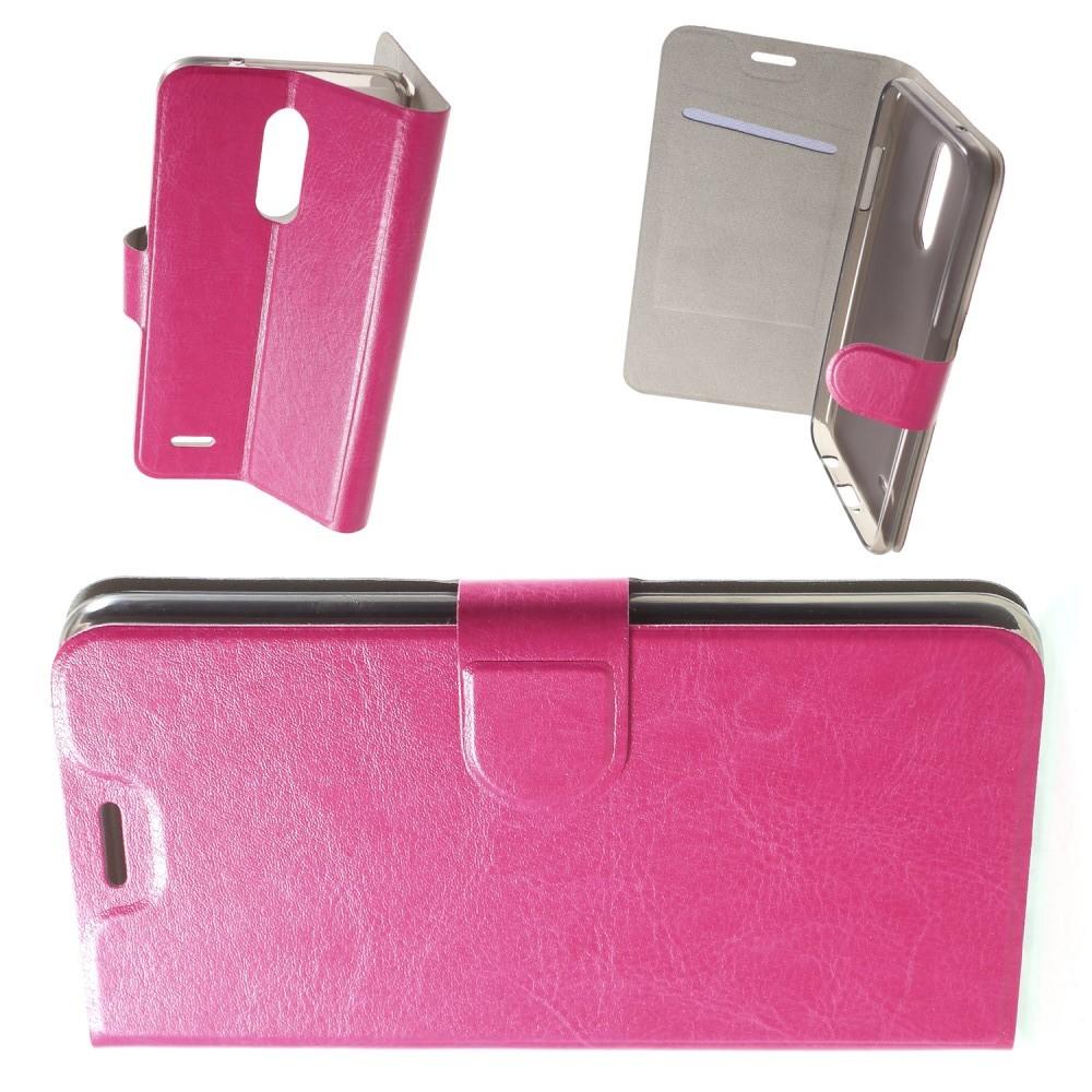 Боковая Чехол Книжка Кошелек с Футляром для Карт и Застежкой Магнитом для LG K11 Розовый