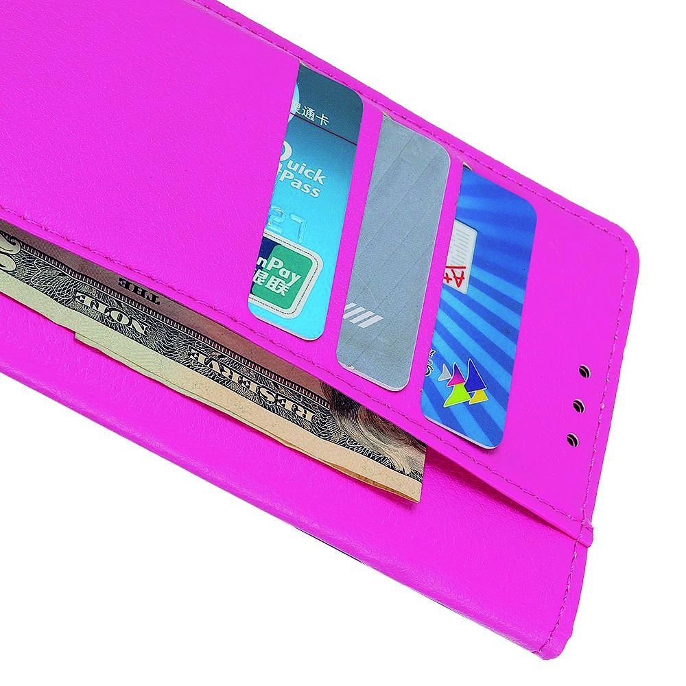 Боковая Чехол Книжка Кошелек с Футляром для Карт и Застежкой Магнитом для LG K30 2019 Розовый
