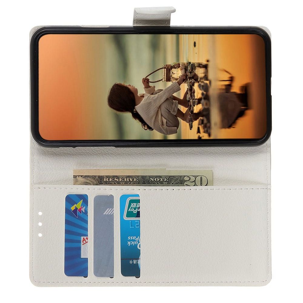 Боковая Чехол Книжка Кошелек с Футляром для Карт и Застежкой Магнитом для Motorola Moto G8 Plus Белый