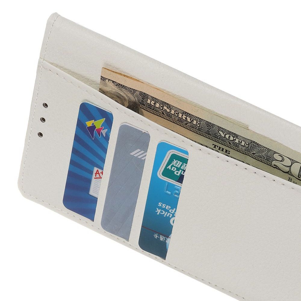 Боковая Чехол Книжка Кошелек с Футляром для Карт и Застежкой Магнитом для Motorola Moto G8 Plus Белый