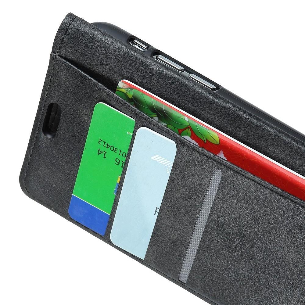Боковая Чехол Книжка Кошелек с Футляром для Карт и Застежкой Магнитом для OnePlus 6 Черный