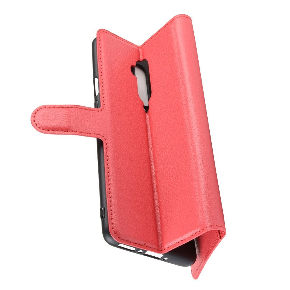 Боковая Чехол Книжка Кошелек с Футляром для Карт и Застежкой Магнитом для OnePlus 7T Pro Красный