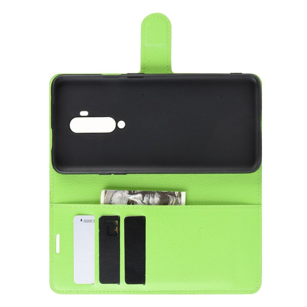 Боковая Чехол Книжка Кошелек с Футляром для Карт и Застежкой Магнитом для OnePlus 7T Pro Зеленый