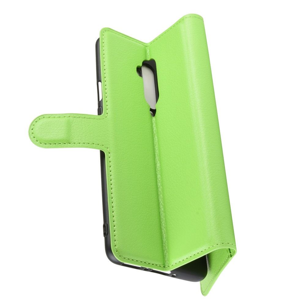 Боковая Чехол Книжка Кошелек с Футляром для Карт и Застежкой Магнитом для OnePlus 7T Pro Зеленый