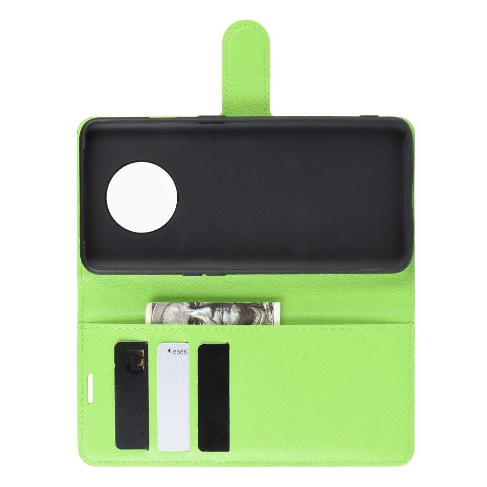 Боковая Чехол Книжка Кошелек с Футляром для Карт и Застежкой Магнитом для OnePlus 7T Зеленый