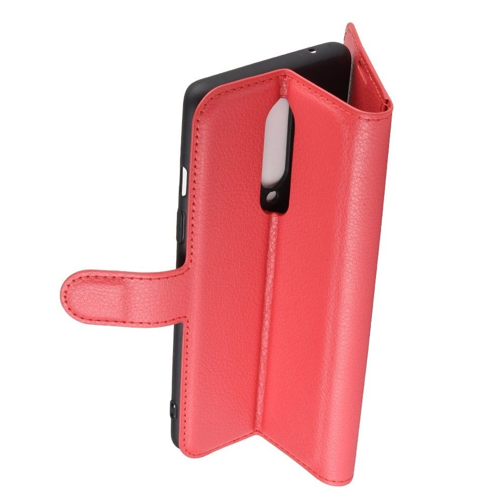 Боковая Чехол Книжка Кошелек с Футляром для Карт и Застежкой Магнитом для OnePlus 8 Красный