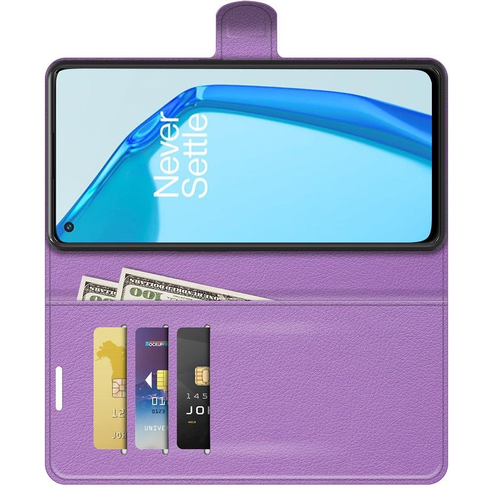 Боковая Чехол Книжка Кошелек с Футляром для Карт и Застежкой Магнитом для OnePlus 9R Фиолетовый