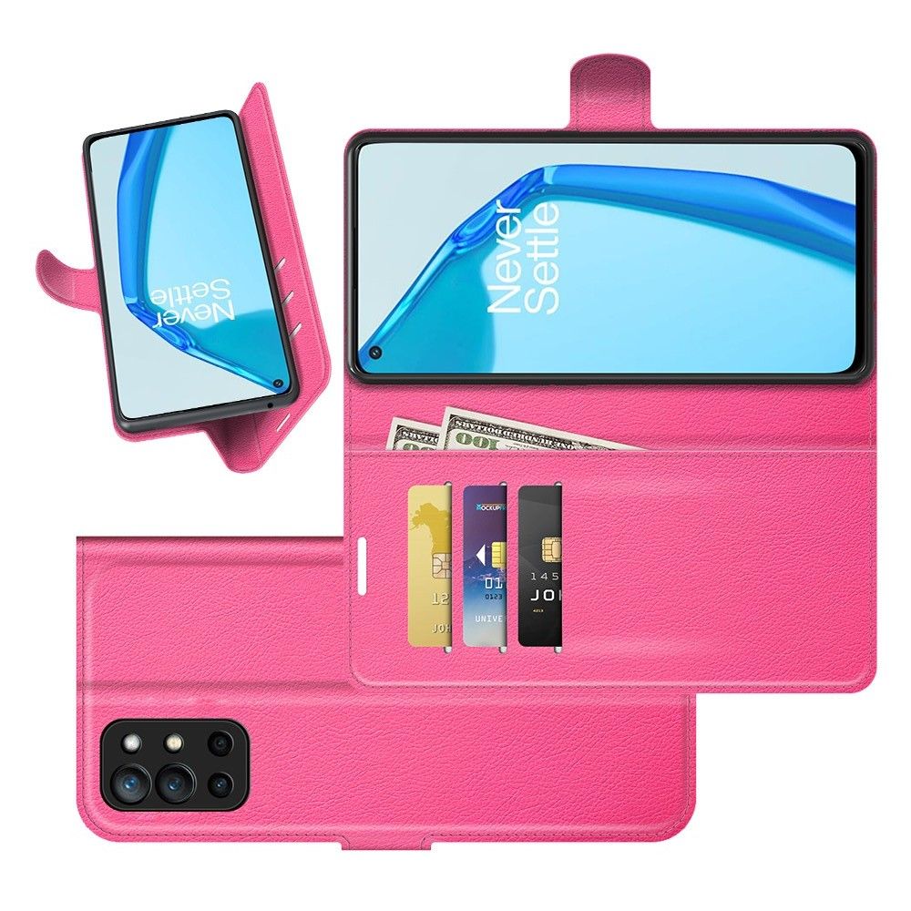 Боковая Чехол Книжка Кошелек с Футляром для Карт и Застежкой Магнитом для OnePlus 9R Розовый