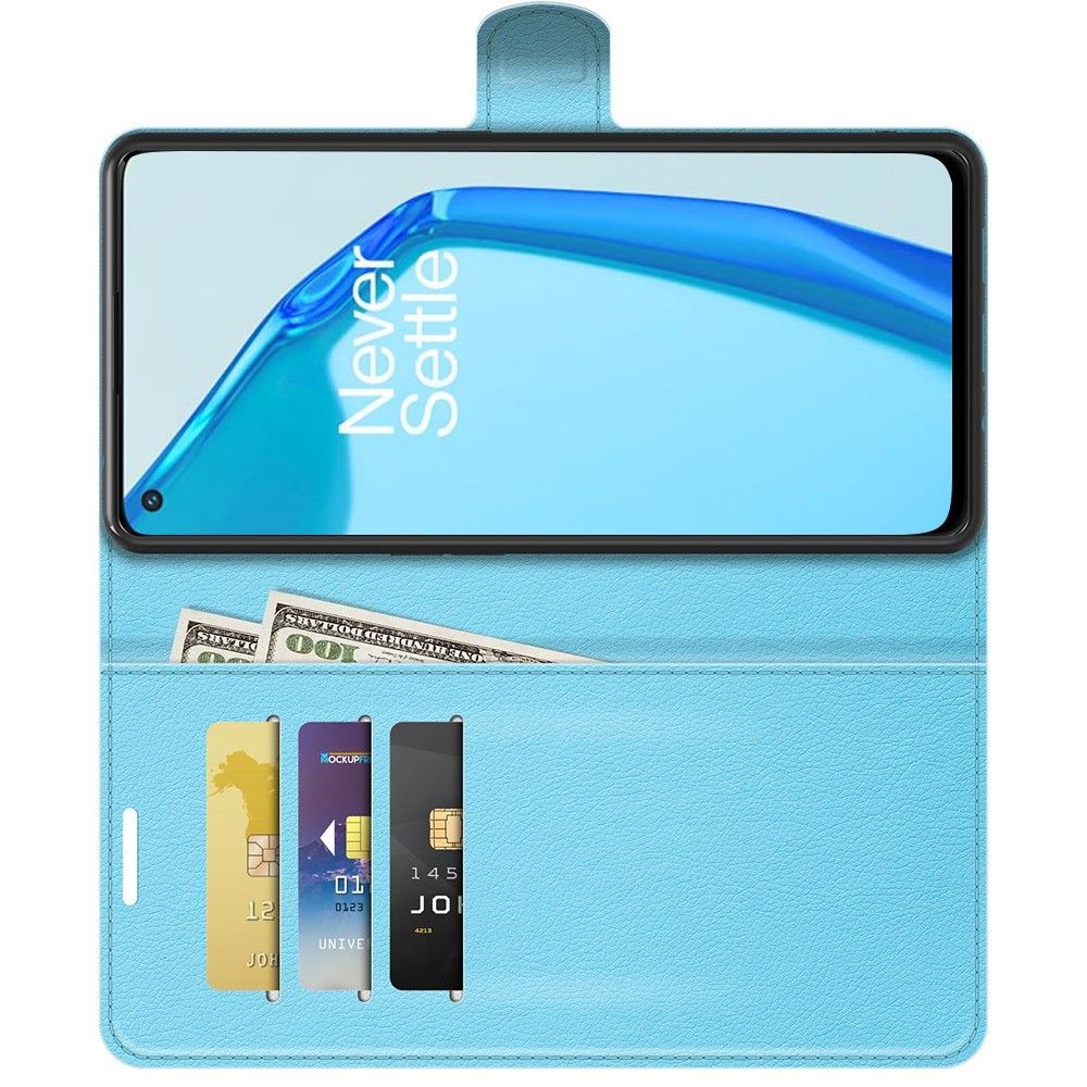Боковая Чехол Книжка Кошелек с Футляром для Карт и Застежкой Магнитом для OnePlus 9R Синий