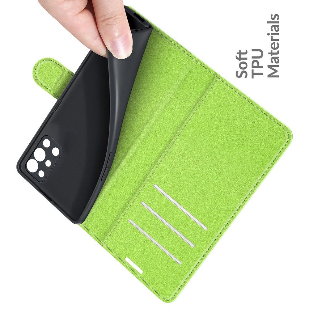 Боковая Чехол Книжка Кошелек с Футляром для Карт и Застежкой Магнитом для OnePlus 9R Зеленый