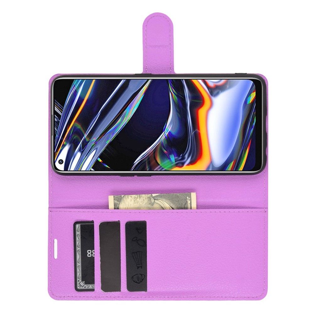 Боковая Чехол Книжка Кошелек с Футляром для Карт и Застежкой Магнитом для Realme 7 Pro Фиолетовый