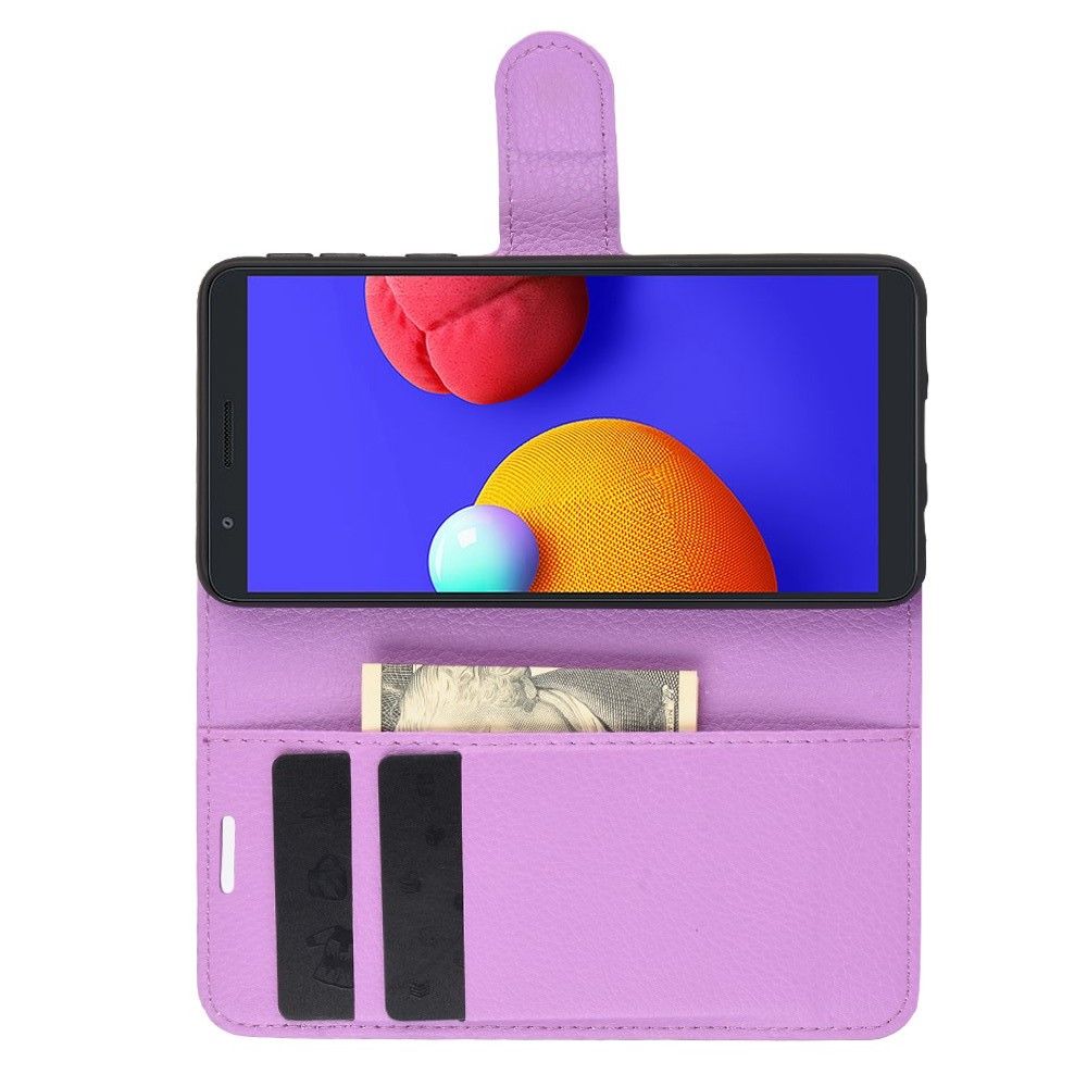 Боковая Чехол Книжка Кошелек с Футляром для Карт и Застежкой Магнитом для Samsung Galaxy A01 Core Фиолетовый