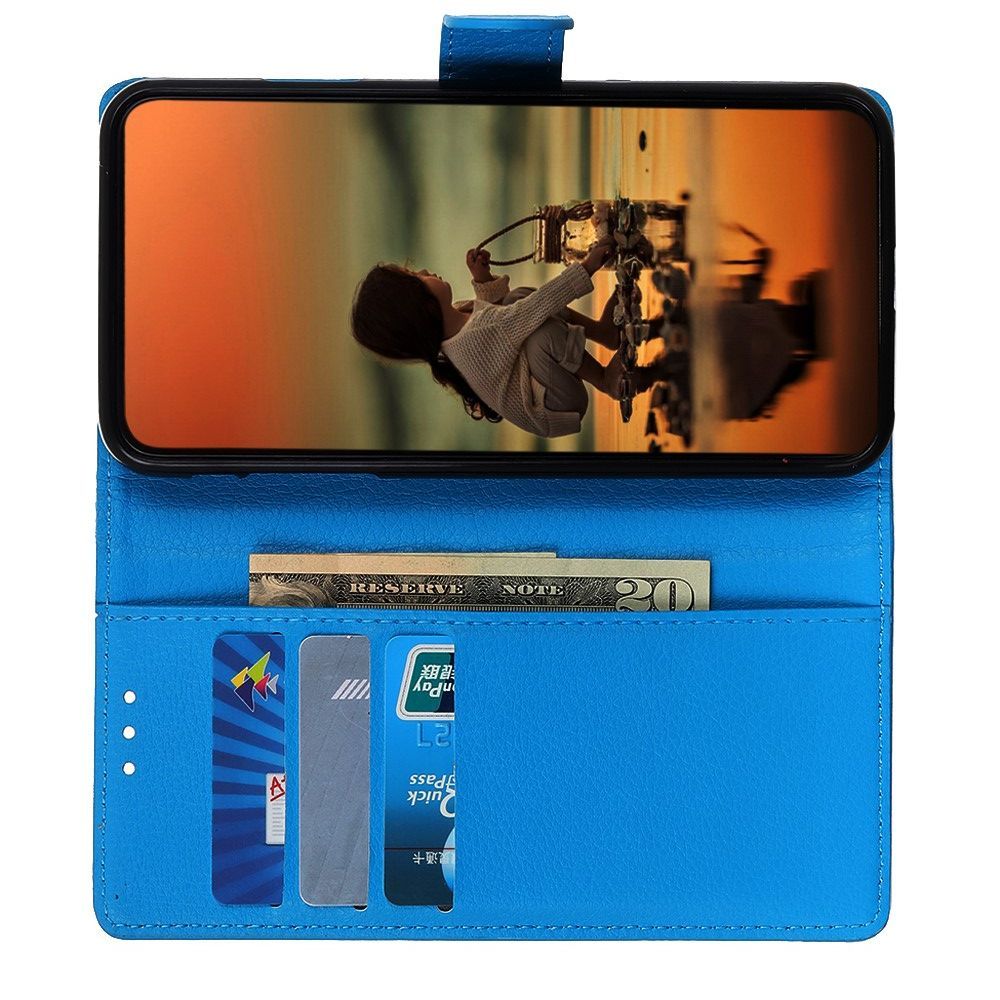 Боковая Чехол Книжка Кошелек с Футляром для Карт и Застежкой Магнитом для Samsung Galaxy A01 Синий