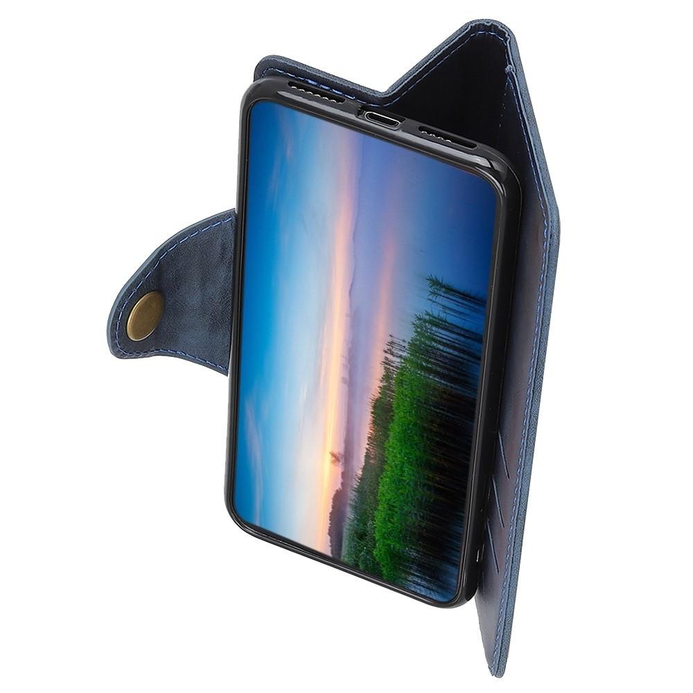Боковая Чехол Книжка Кошелек с Футляром для Карт и Застежкой Магнитом для Samsung Galaxy A10 Синий