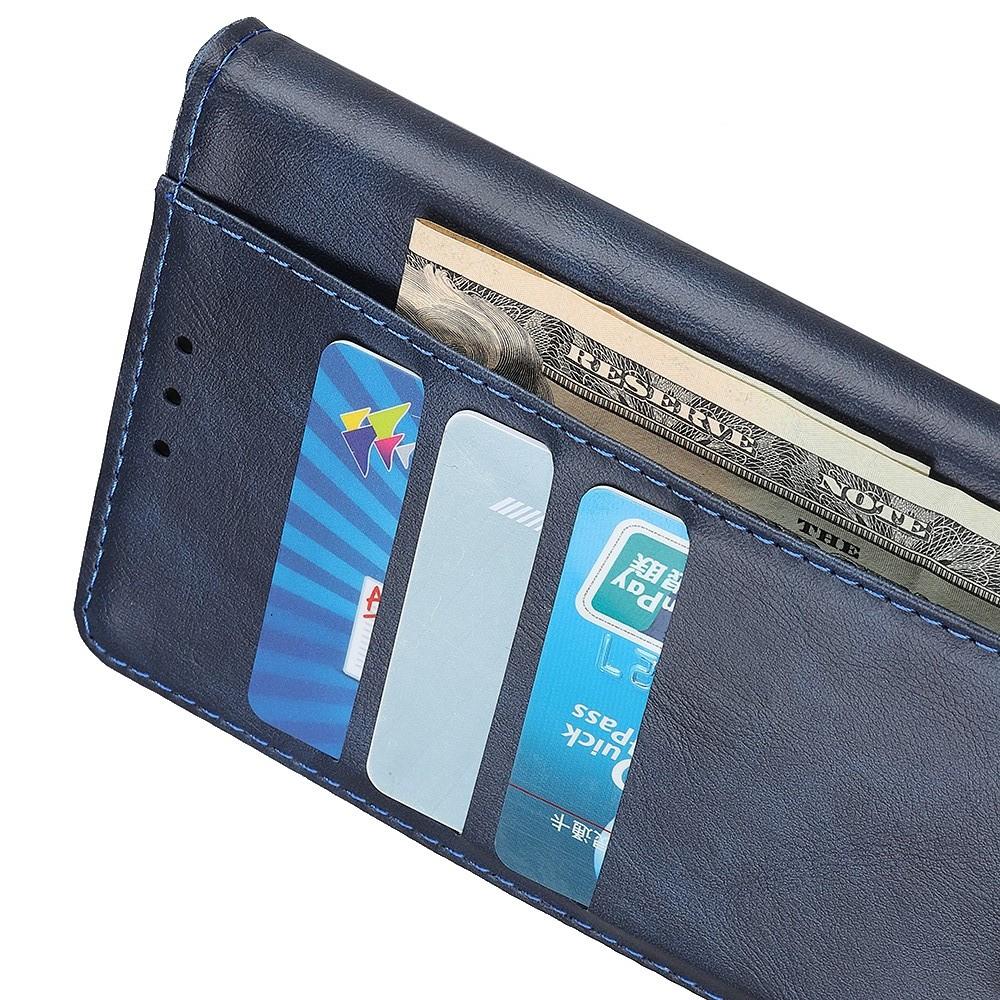 Боковая Чехол Книжка Кошелек с Футляром для Карт и Застежкой Магнитом для Samsung Galaxy A10 Синий