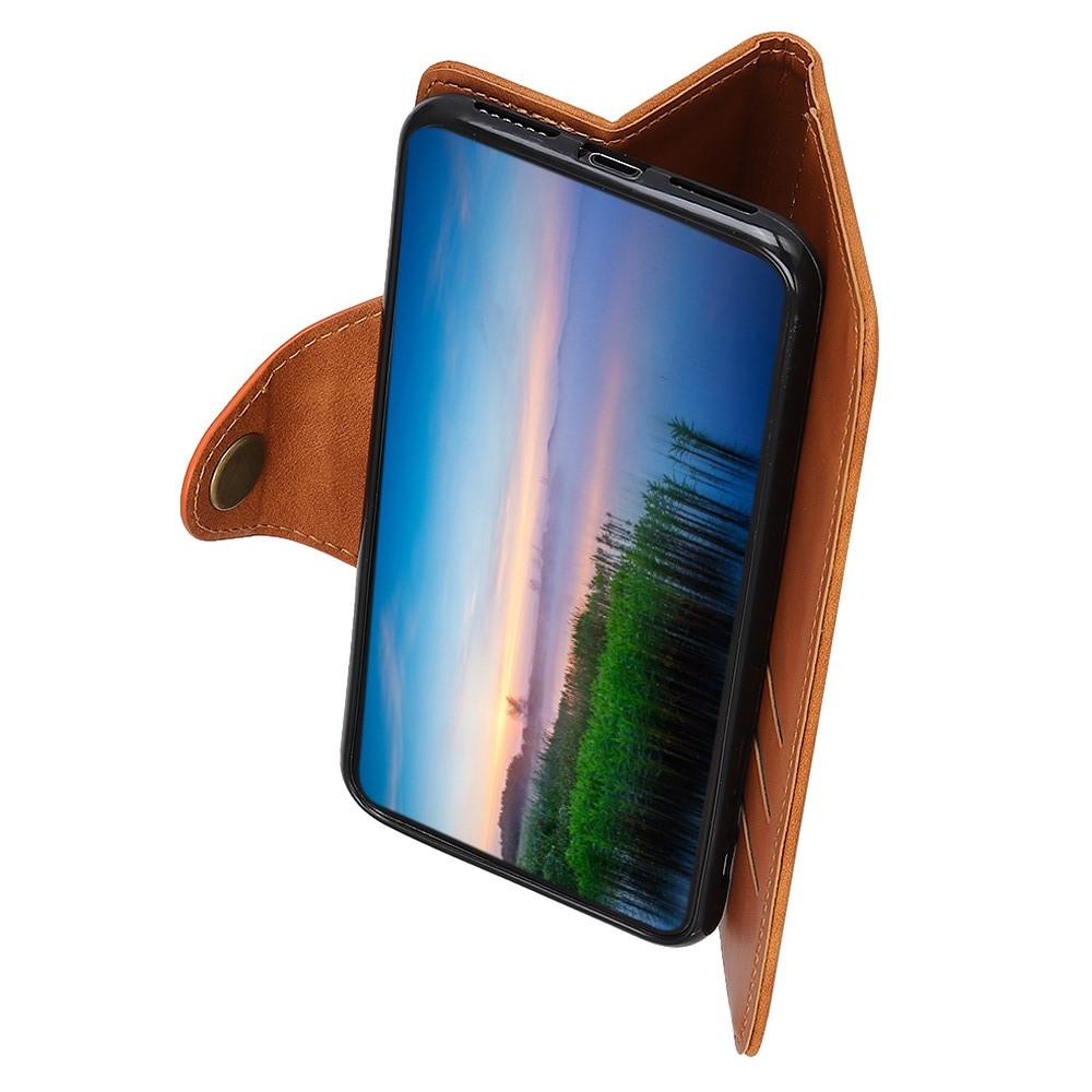 Боковая Чехол Книжка Кошелек с Футляром для Карт и Застежкой Магнитом для Samsung Galaxy A10 Коричневый