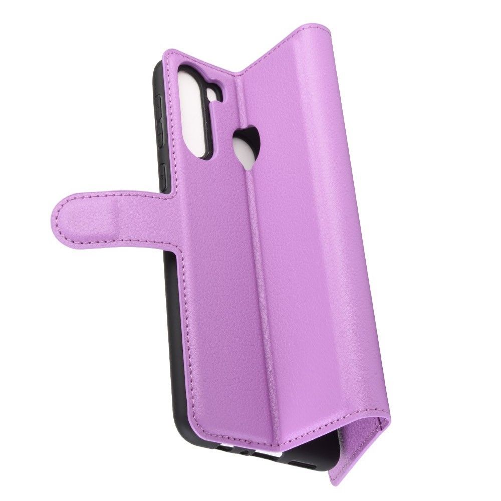 Боковая Чехол Книжка Кошелек с Футляром для Карт и Застежкой Магнитом для Samsung Galaxy A21 Фиолетовый