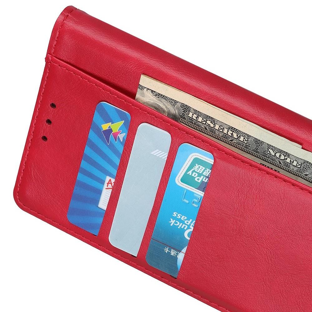 Боковая Чехол Книжка Кошелек с Футляром для Карт и Застежкой Магнитом для Samsung Galaxy A30 / A20 Красный