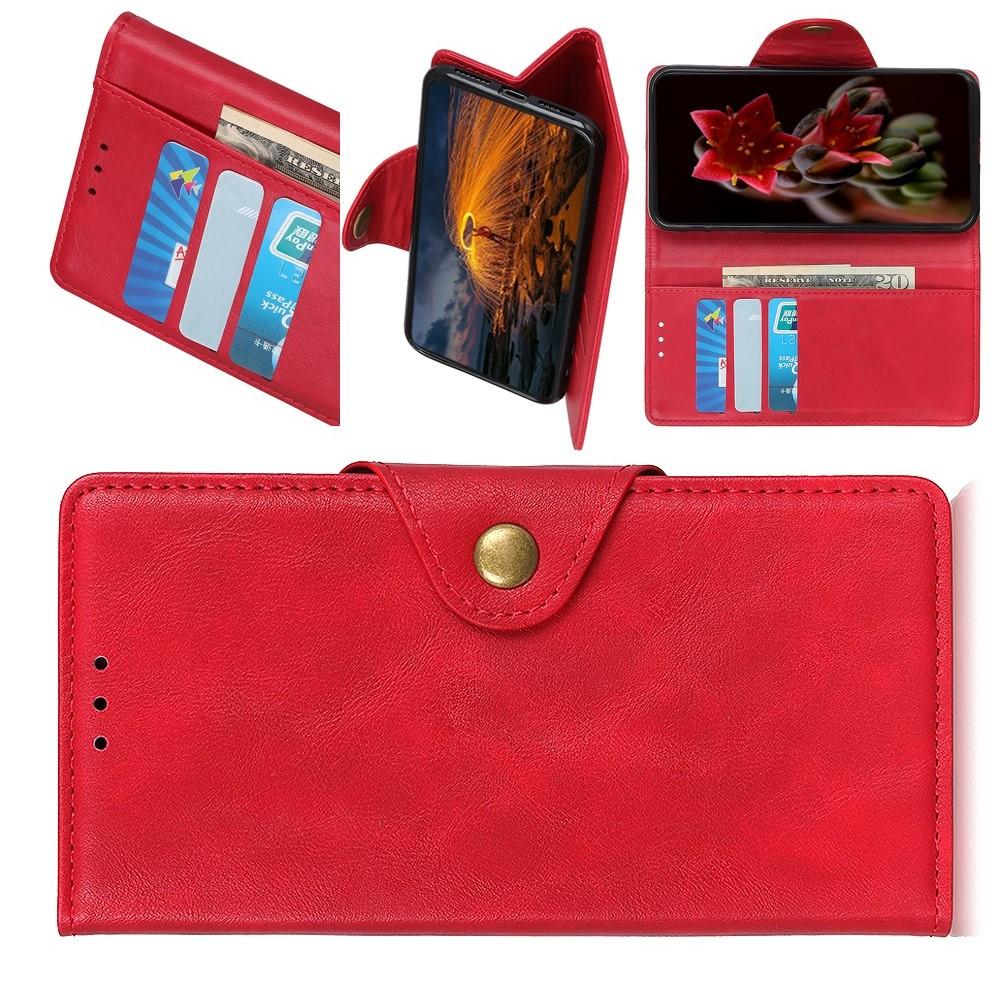Боковая Чехол Книжка Кошелек с Футляром для Карт и Застежкой Магнитом для Samsung Galaxy A40 Красный