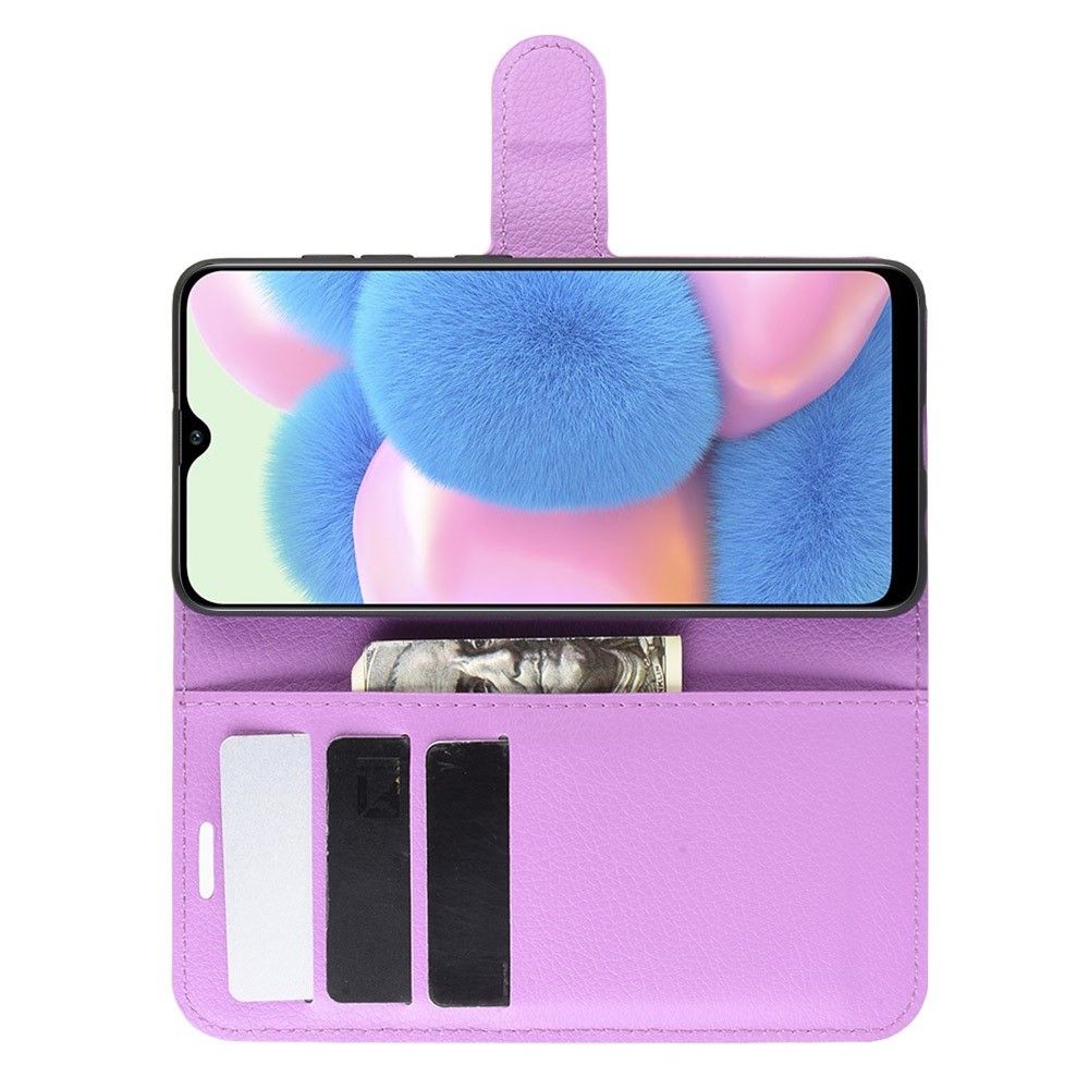 Боковая Чехол Книжка Кошелек с Футляром для Карт и Застежкой Магнитом для Samsung Galaxy A41 Фиолетовый