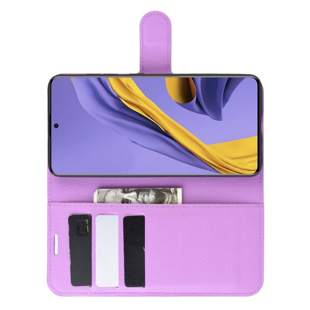 Боковая Чехол Книжка Кошелек с Футляром для Карт и Застежкой Магнитом для Samsung Galaxy A51 Фиолетовый