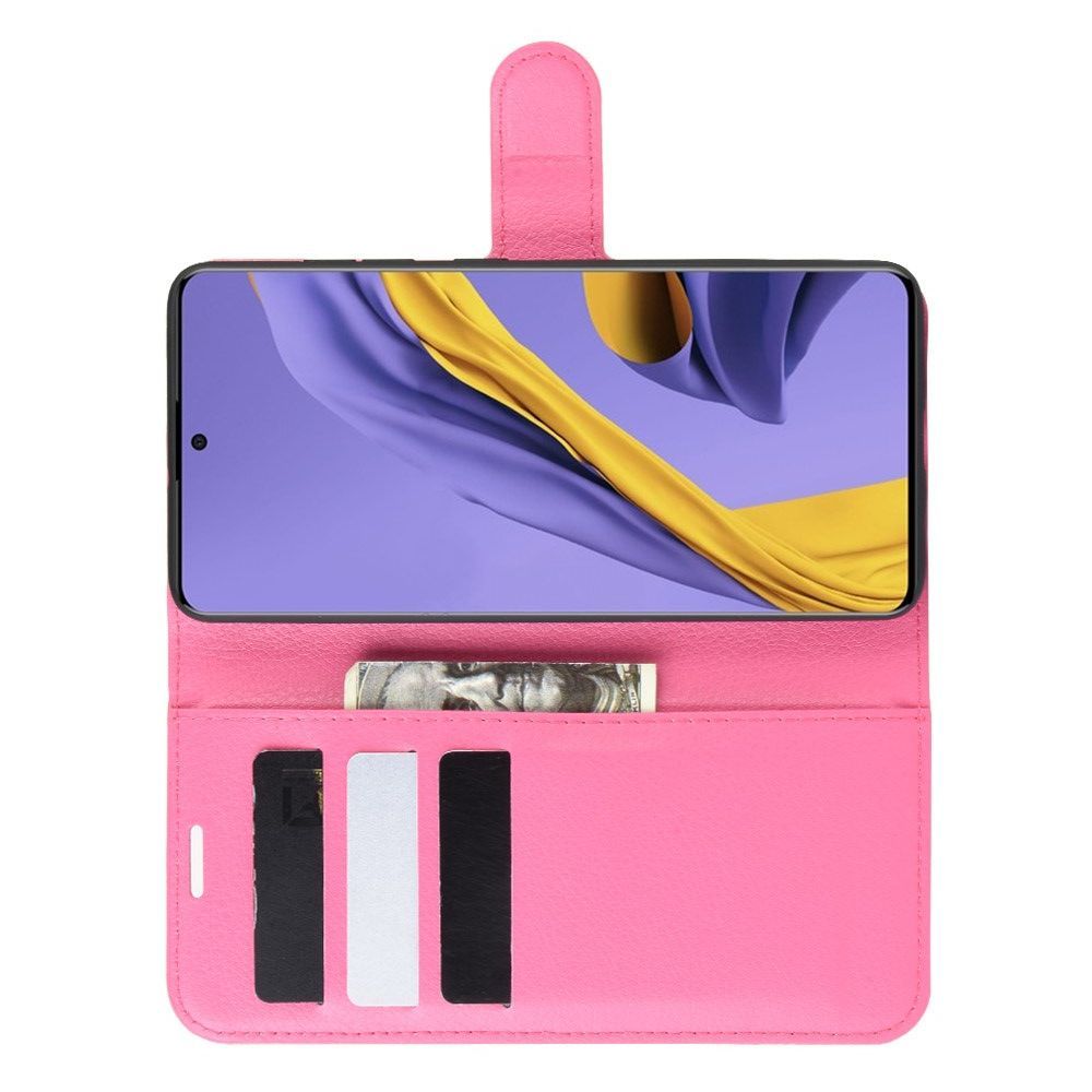 Боковая Чехол Книжка Кошелек с Футляром для Карт и Застежкой Магнитом для Samsung Galaxy A51 Розовый