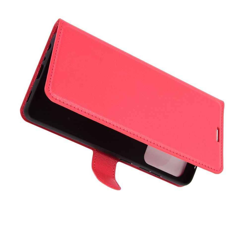 Боковая Чехол Книжка Кошелек с Футляром для Карт и Застежкой Магнитом для Samsung Galaxy A52 Красный