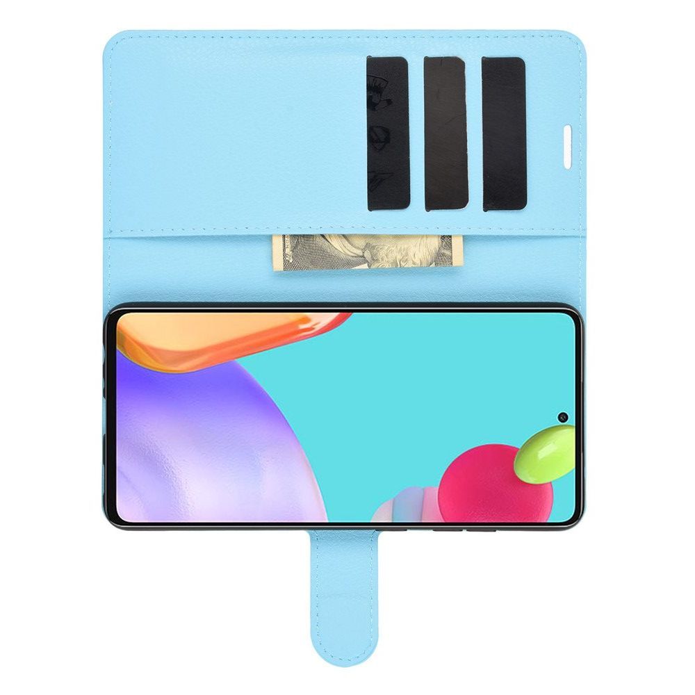 Боковая Чехол Книжка Кошелек с Футляром для Карт и Застежкой Магнитом для Samsung Galaxy A52 Синий