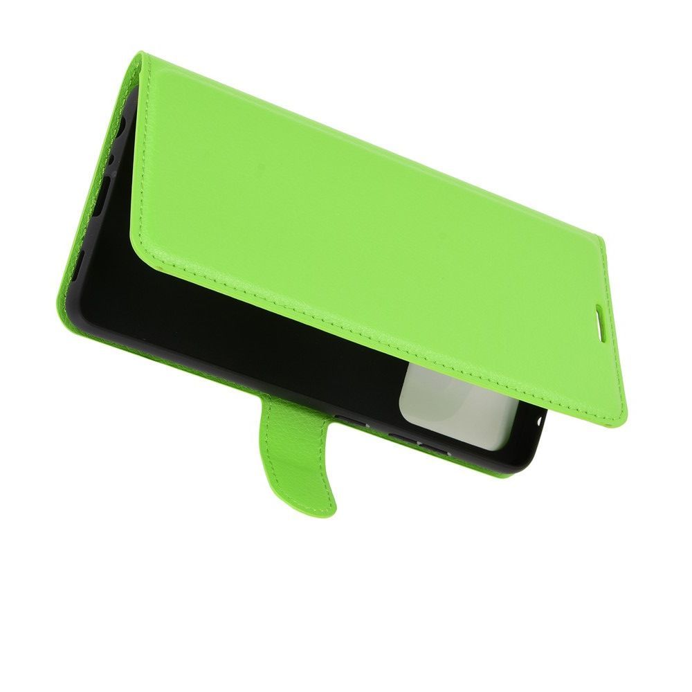 Боковая Чехол Книжка Кошелек с Футляром для Карт и Застежкой Магнитом для Samsung Galaxy A52 Зеленый