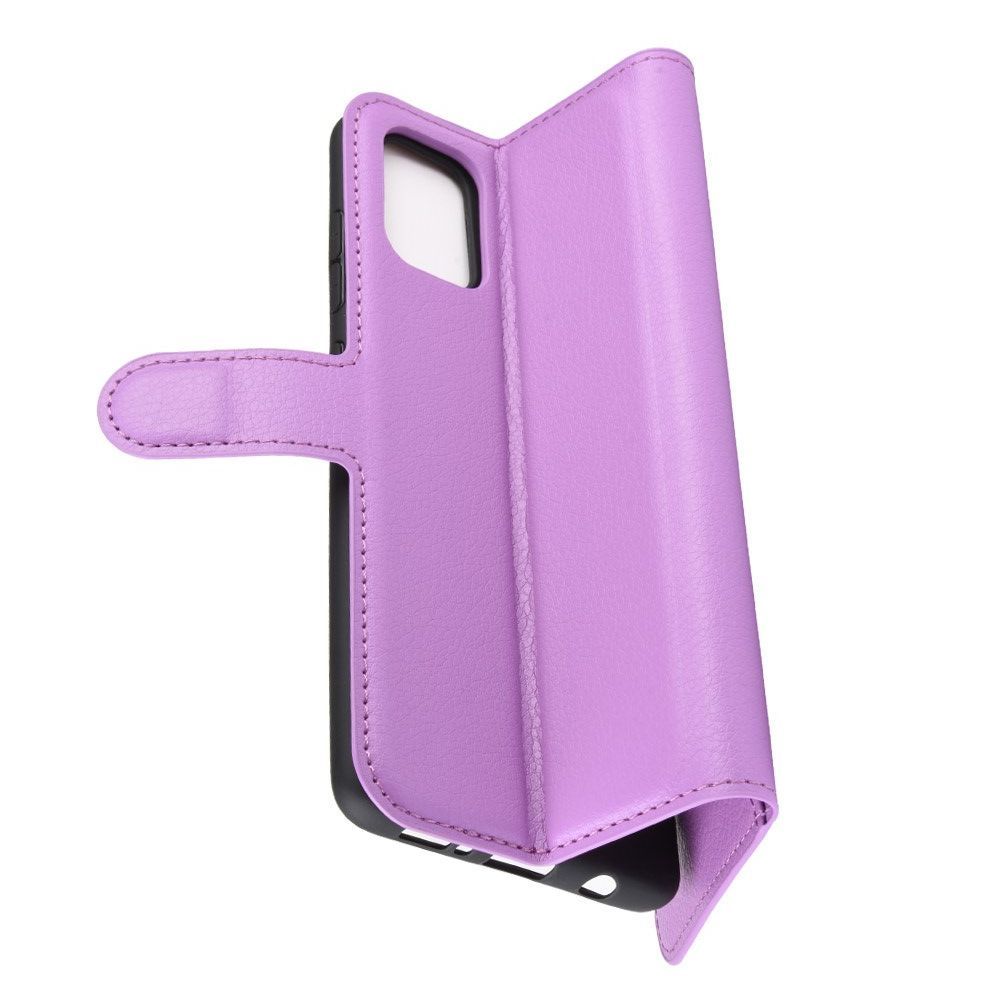 Боковая Чехол Книжка Кошелек с Футляром для Карт и Застежкой Магнитом для Samsung Galaxy A71 Фиолетовый
