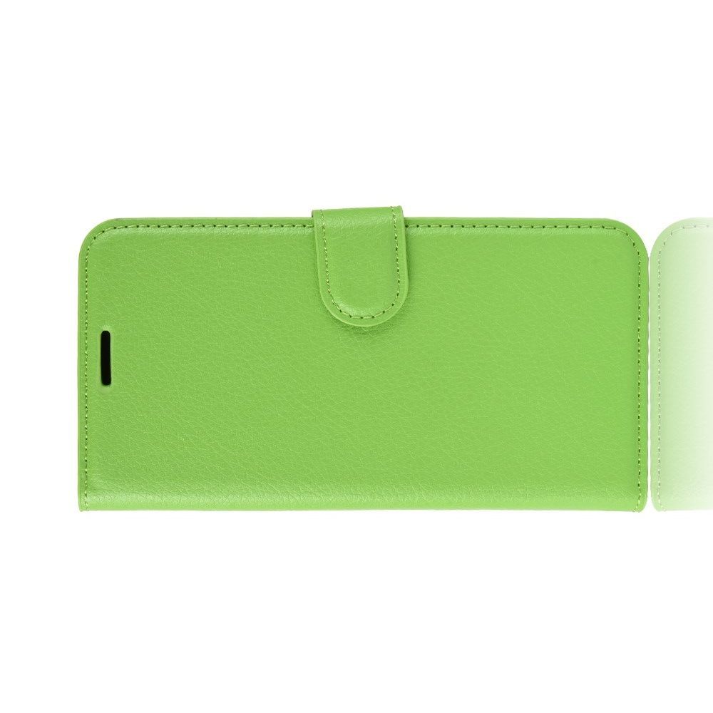 Боковая Чехол Книжка Кошелек с Футляром для Карт и Застежкой Магнитом для Samsung Galaxy A71 Зеленый
