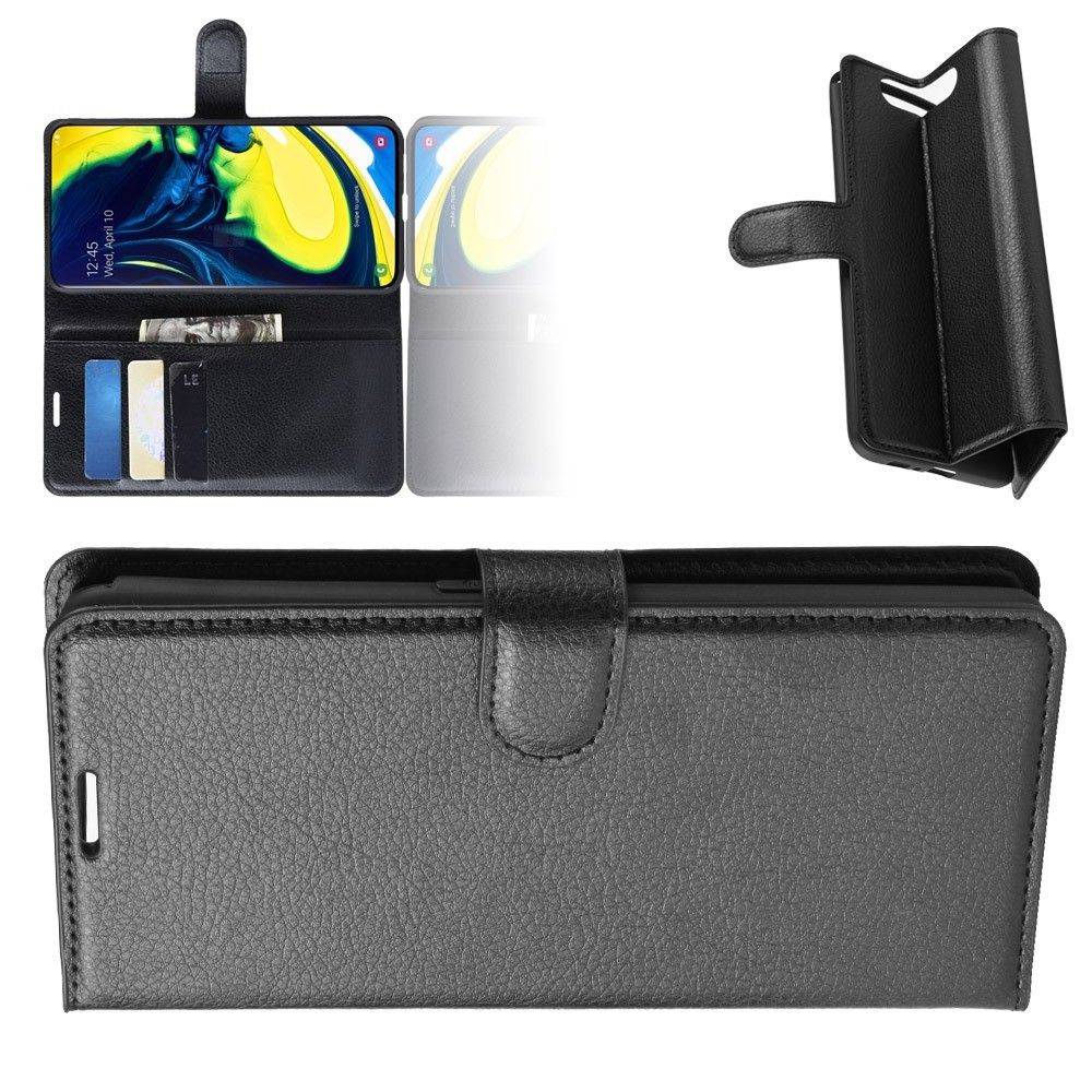 Боковая Чехол Книжка Кошелек с Футляром для Карт и Застежкой Магнитом для Samsung Galaxy A80 / A90 Черный