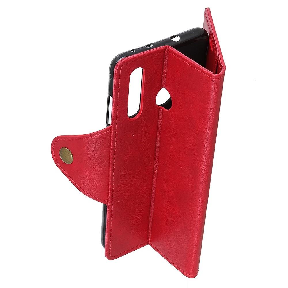 Боковая Чехол Книжка Кошелек с Футляром для Карт и Застежкой Магнитом для Samsung Galaxy A8s Красный