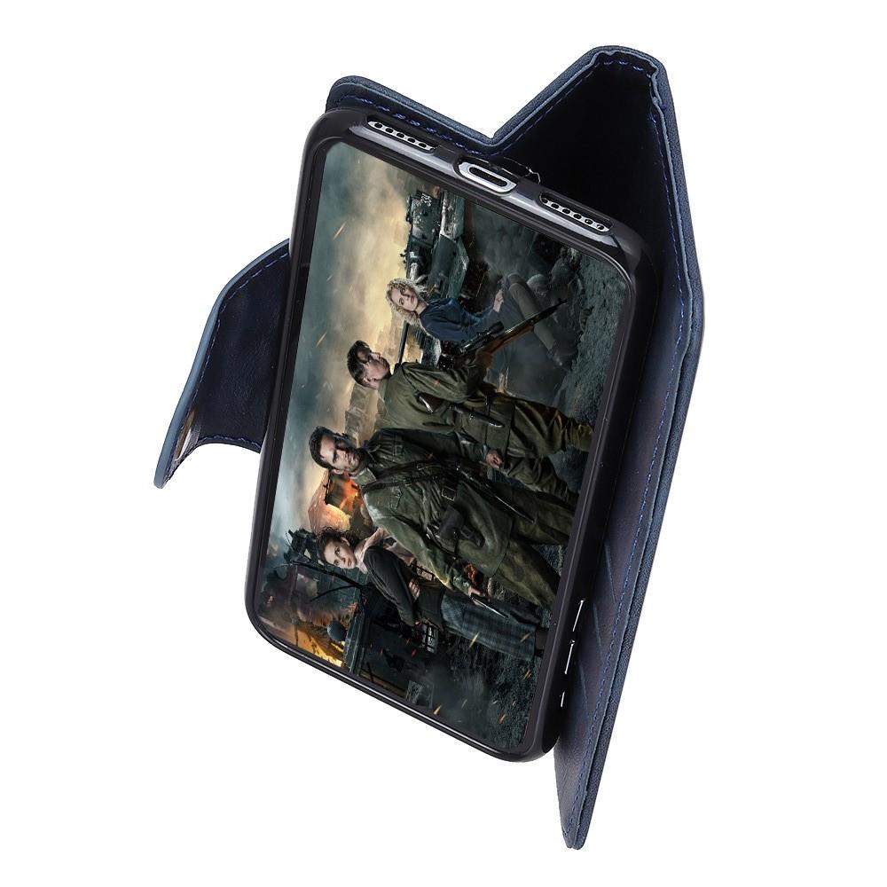Боковая Чехол Книжка Кошелек с Футляром для Карт и Застежкой Магнитом для Samsung Galaxy A8s Синий