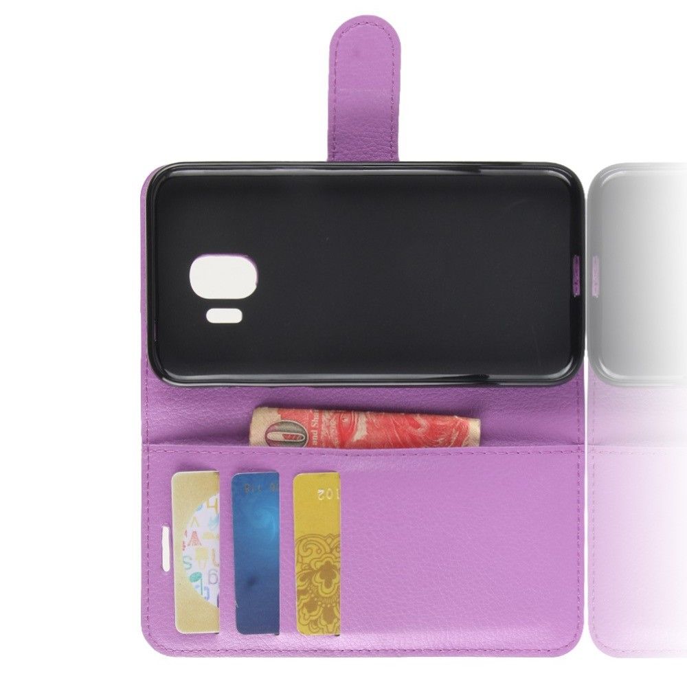 Боковая Чехол Книжка Кошелек с Футляром для Карт и Застежкой Магнитом для Samsung Galaxy J2 Core (2020) Фиолетовый