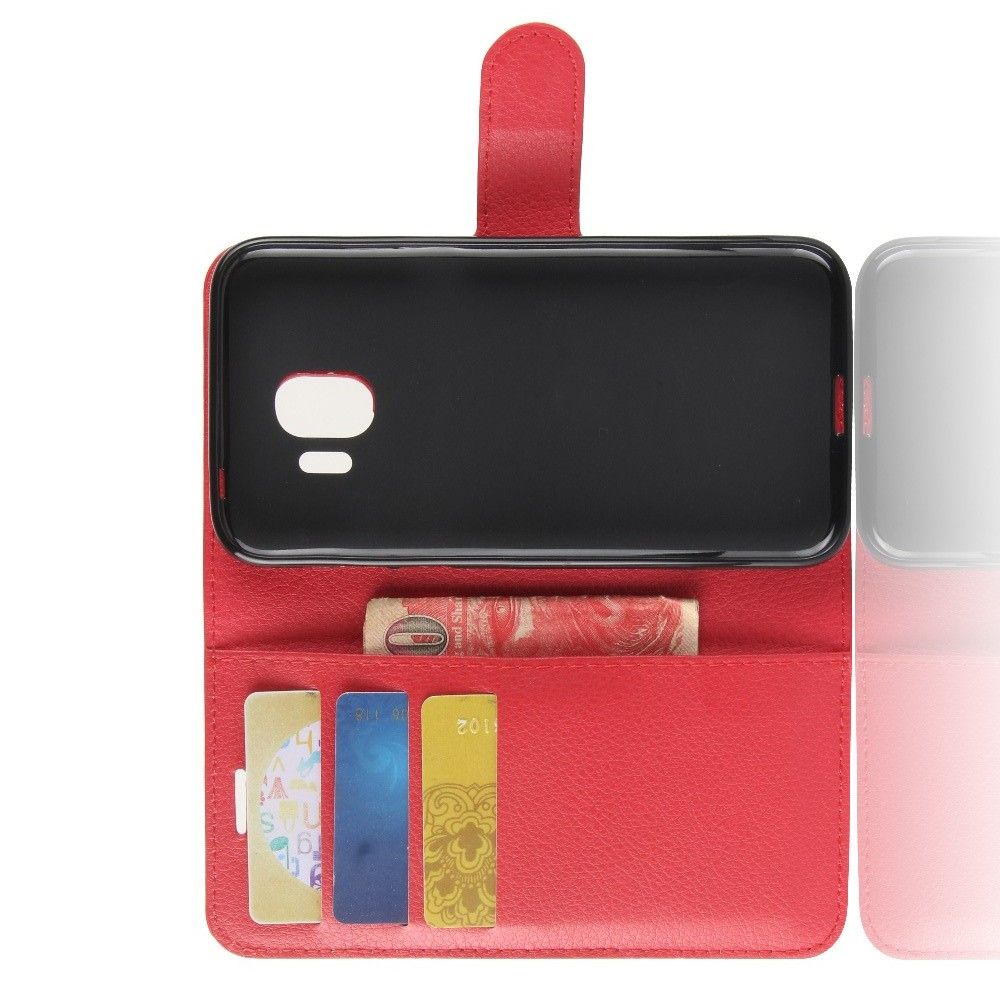 Боковая Чехол Книжка Кошелек с Футляром для Карт и Застежкой Магнитом для Samsung Galaxy J2 Core (2020) Красный