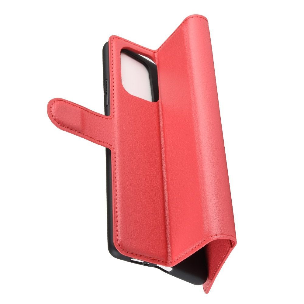 Боковая Чехол Книжка Кошелек с Футляром для Карт и Застежкой Магнитом для Samsung Galaxy S10 Lite Красный