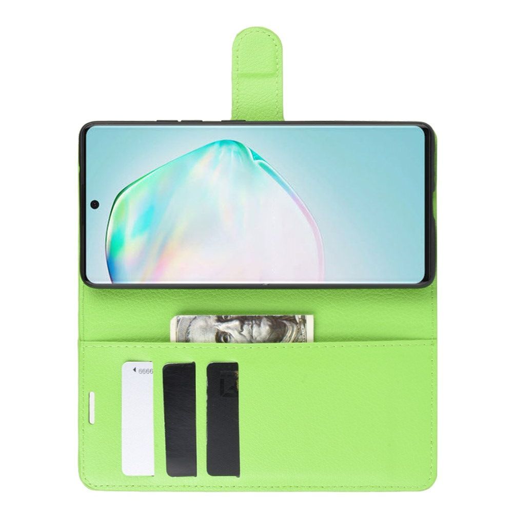 Боковая Чехол Книжка Кошелек с Футляром для Карт и Застежкой Магнитом для Samsung Galaxy S10 Lite Зеленый