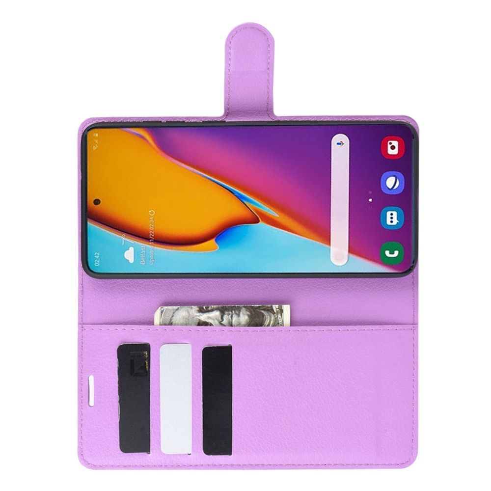 Боковая Чехол Книжка Кошелек с Футляром для Карт и Застежкой Магнитом для Samsung Galaxy S20 Plus Фиолетовый