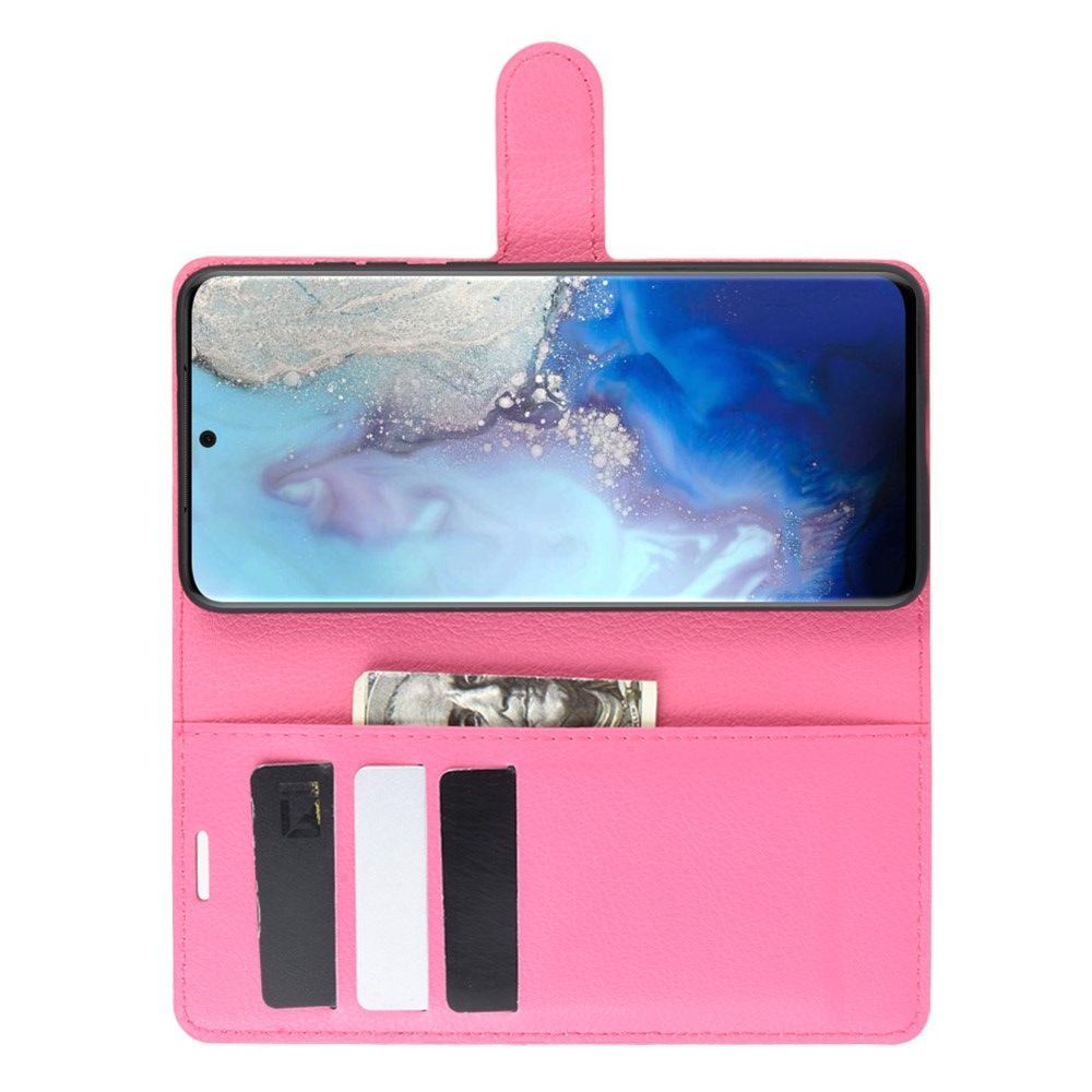 Боковая Чехол Книжка Кошелек с Футляром для Карт и Застежкой Магнитом для Samsung Galaxy S20 Розовый