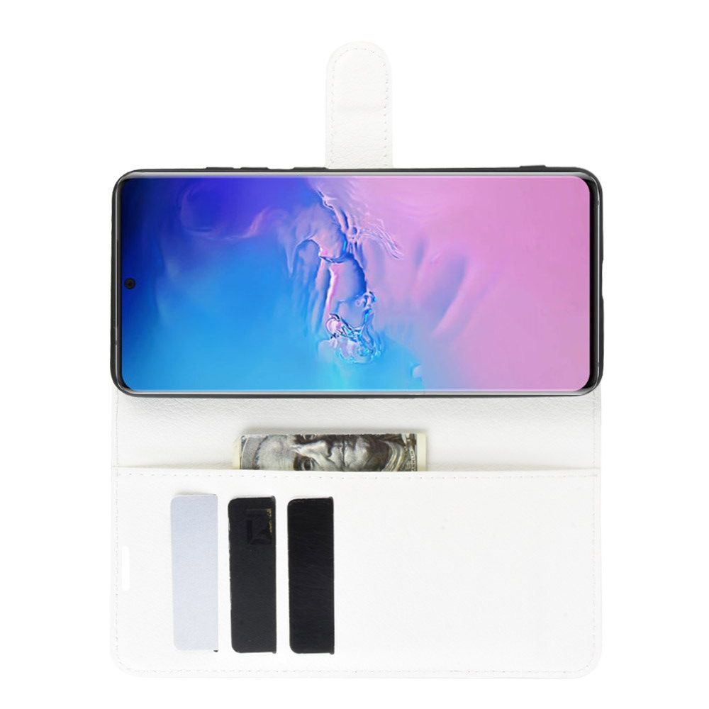 Боковая Чехол Книжка Кошелек с Футляром для Карт и Застежкой Магнитом для Samsung Galaxy S20 Ultra Белый