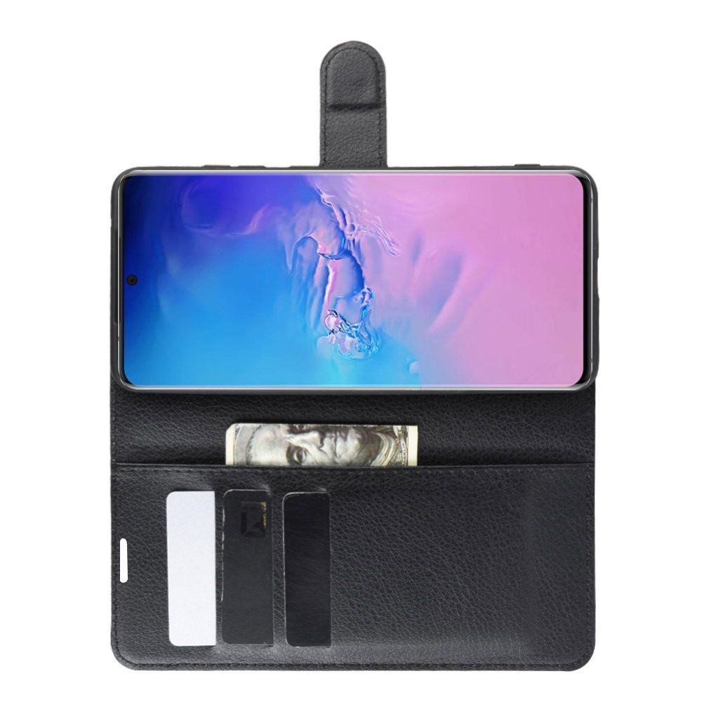Боковая Чехол Книжка Кошелек с Футляром для Карт и Застежкой Магнитом для Samsung Galaxy S20 Ultra Черный