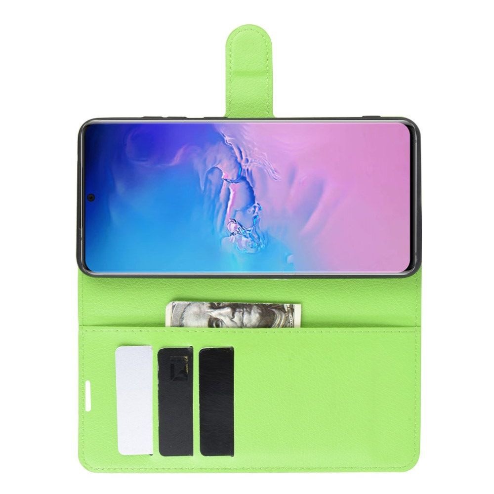 Боковая Чехол Книжка Кошелек с Футляром для Карт и Застежкой Магнитом для Samsung Galaxy S20 Ultra Зеленый