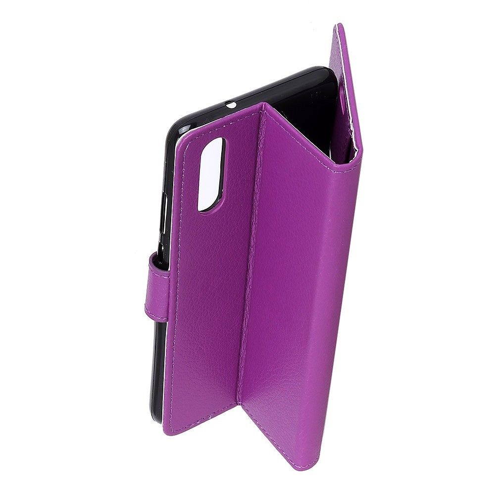 Боковая Чехол Книжка Кошелек с Футляром для Карт и Застежкой Магнитом для Sony Xperia 1 II Фиолетовый