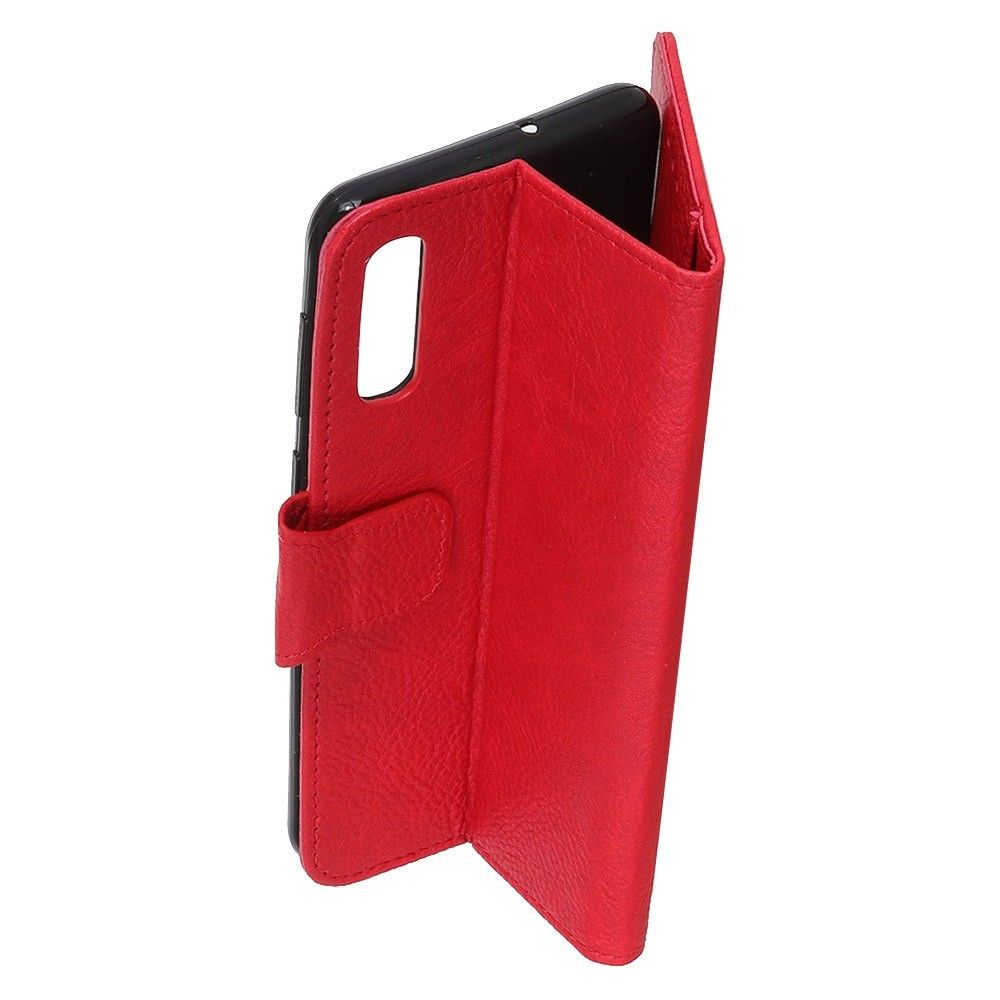 Боковая Чехол Книжка Кошелек с Футляром для Карт и Застежкой Магнитом для Sony Xperia 1 II Красный