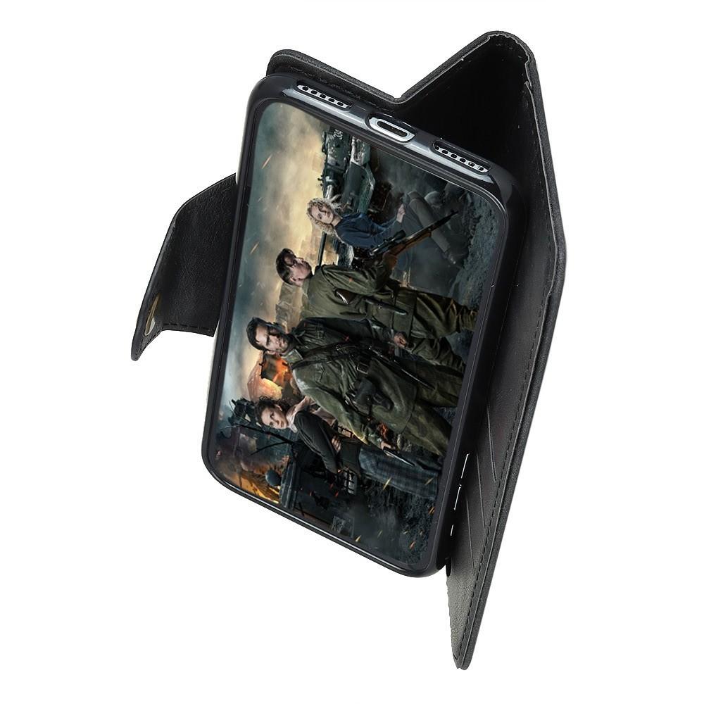 Боковая Чехол Книжка Кошелек с Футляром для Карт и Застежкой Магнитом для Sony Xperia XA2 Plus Черный
