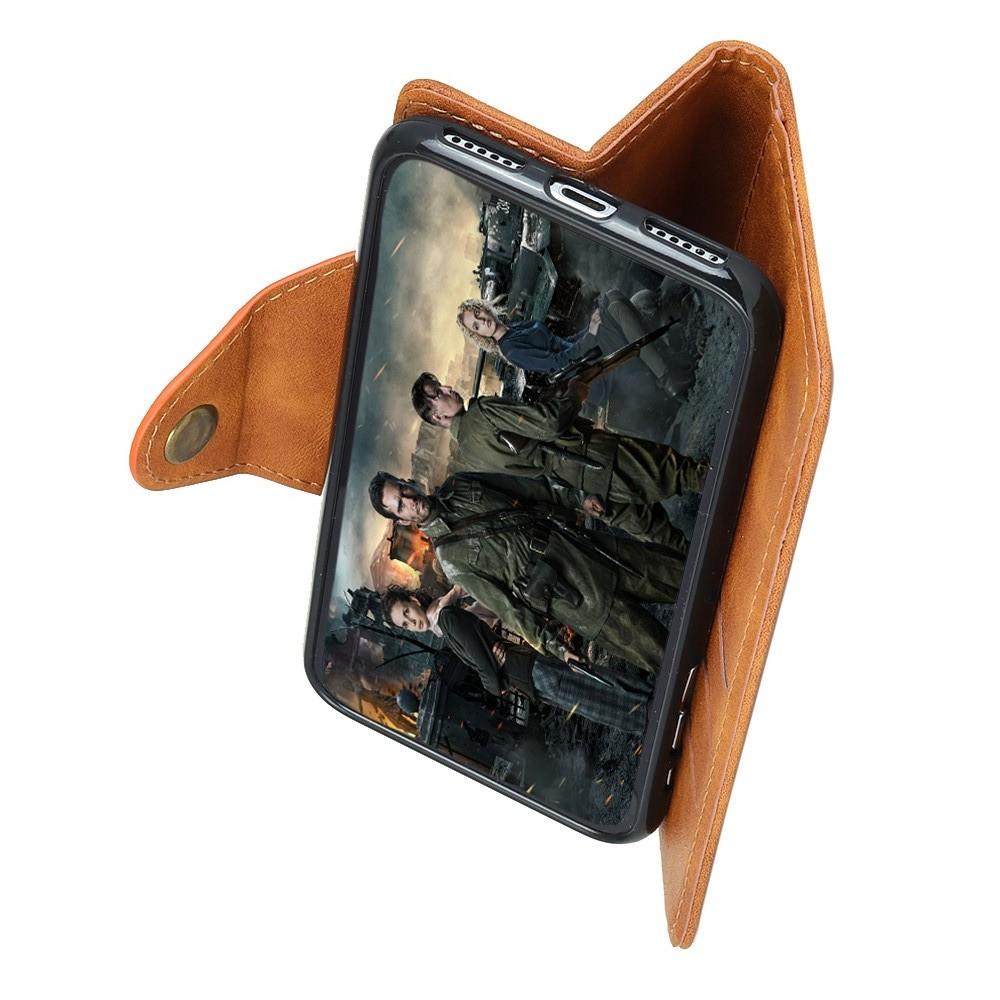 Боковая Чехол Книжка Кошелек с Футляром для Карт и Застежкой Магнитом для Sony Xperia 10 Коричневый